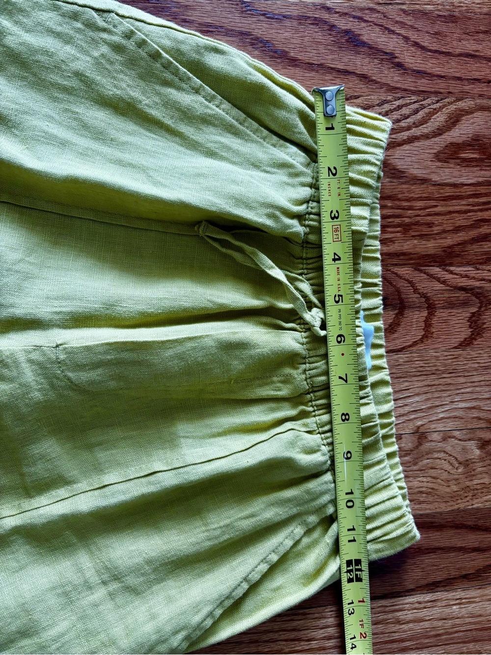 Zara Chartreuse Lightweight Linen Elastic Waist Casual Kids Pants - Picture 4 of 7